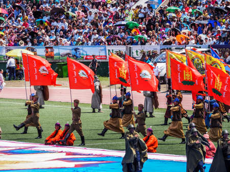 Opening Ceremony Naadam Festival at National Sports Stadium in Ulaanbaatar, Mongolia.の写真素材