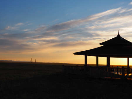 Ger Camps can be found throughout Mongolia. Local Nomads move to different areas building their Ger camps from scratch throughout the year with the changing seasons.の写真素材