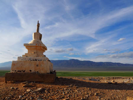 Roadside prayer temple in Mongolia can be accessed by nomads living on the land throughout Mongolia.の写真素材