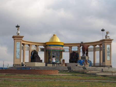 Horse memorial monument âMorin Tolgoeâ in Mongolia.のeditorial素材