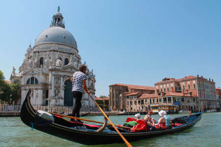 A gondolier near Santa Maria della Saluteのeditorial素材