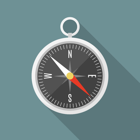 Isolated flat silver compass with shadowのイラスト素材