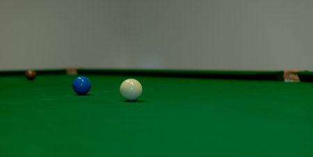 Close up of snooker balls on the carpet