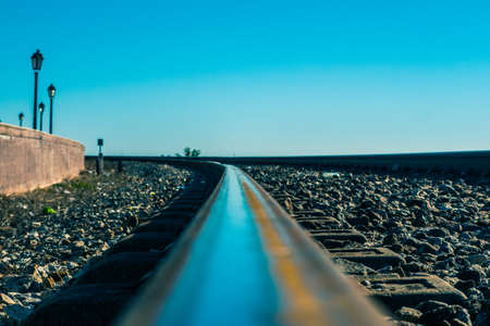 Railroad of Faro next to the sea.の写真素材