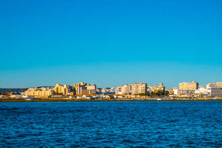 Panoramic view of City of Faro from the Sea.の写真素材