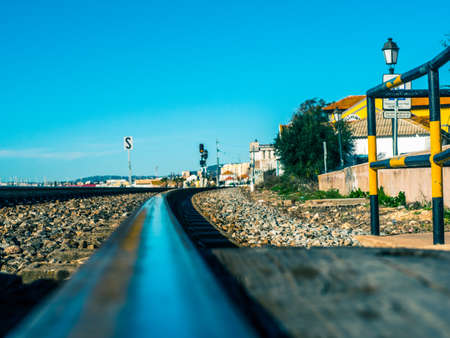 Railroad of Faro next to the sea.の写真素材
