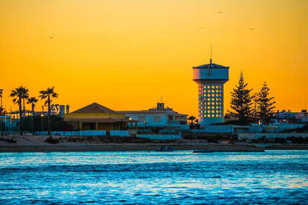 Sunset in Camping Beach Park of Faro.の写真素材