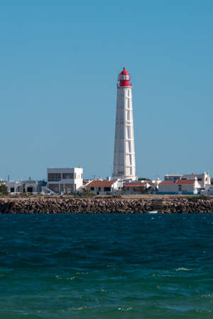 Wide view Lighthouse on Culatra Island in Ria Formosa.の写真素材