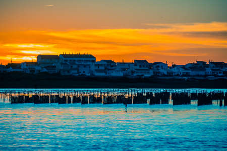Colorful Sunset in Faro's Pier.の写真素材