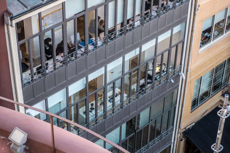 Office building facade in Barcelona City.の写真素材