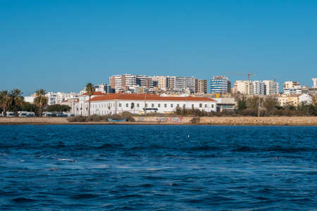 Faro, Portugal - December 18, 2017: City of Faro view from the boat.の写真素材