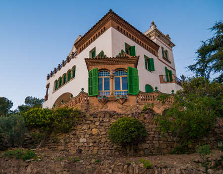 Barcelona, Spain - December 08, 2016: View of Casa Marti Trias in the Park Guell.のeditorial素材
