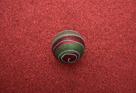 Christmas ball and background top view with copy spaceの写真素材