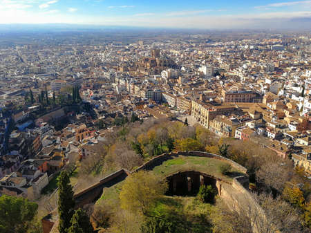 cofGranada, Spain, December 14, 2017: Panoramic View of Granada city.のeditorial素材