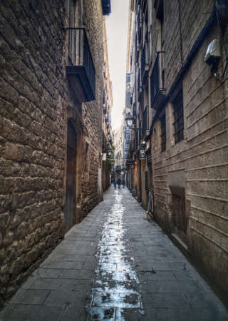 Barcelona, Spain, December 21, 2017: View of the medieval .Gothic quarter in Barcelona.のeditorial素材
