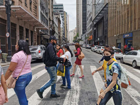 SAO PAULO, BRAZIL - NOVEMBER 10, 2020: New normal in the region of Sao Joao avenue in the city...