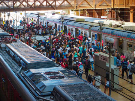 SAO PAULO, BRAZIL - MAY 4, 2014: View of Luz Train Station in Sao Paulo Downtown.のeditorial素材