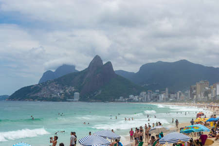 RIO DE JANEIRO, BRAZIL - NOVEMBER 22, 2015: view of rio de janeiro beaches full of peopleのeditorial素材
