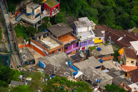 RIO DE JANEIRO, BRAZIL - NOVEMBER 20, 2015: Aerial view of slums in Rio de Janeiro.のeditorial素材