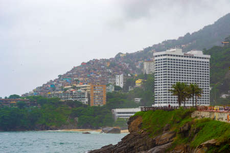RIO DE JANEIRO, BRAZIL - NOVEMBER 21, 2015: view of Sheraton Hotel and Vidigal Slums in Rio de Janeiro.のeditorial素材