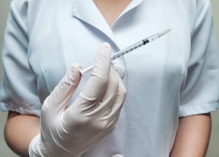 View of a nurse ready to give vaccine.の写真素材