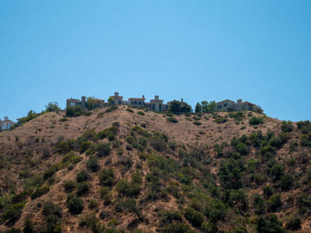 Beautiful views of hillside homes in Los Angeles in summer.の写真素材