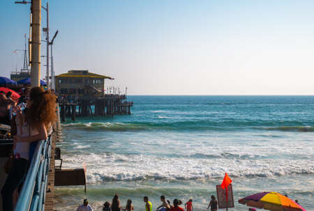 LOS ANGELES, USA - JUNE 25, 2016: Wide view of Santa Monica Beach on Summer.のeditorial素材