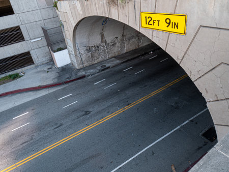 LOS ANGELES, USA - JUNE 28, 2016: View of the entrance of a tunnel in downtown Los Angeles.のeditorial素材