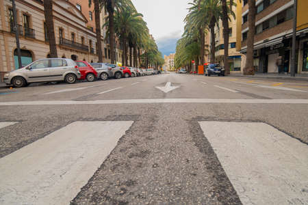 Low angle View of the streets of Malaga in the Soho Neighborhood.のeditorial素材