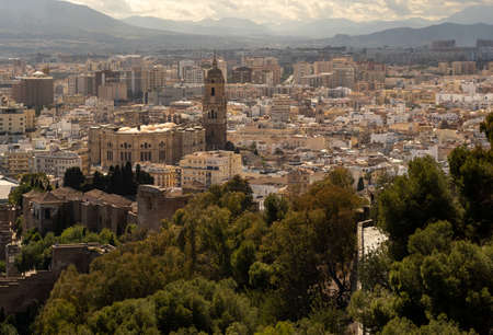 Panoramic view of Malaga City during the summer.の写真素材