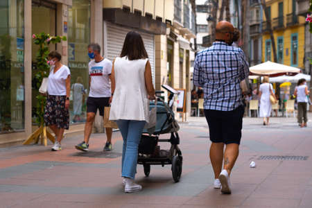 Malaga, Spain - June 19, 2021: People walking in the historic center of Malaga in Spainのeditorial素材