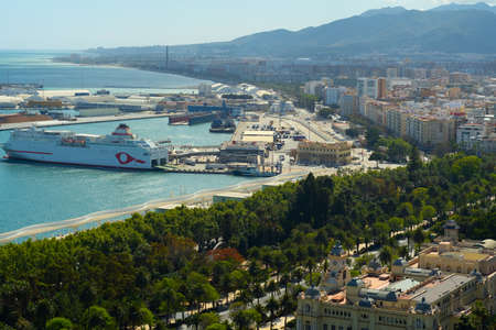 Aerial view of the port of Malaga during the summer.のeditorial素材