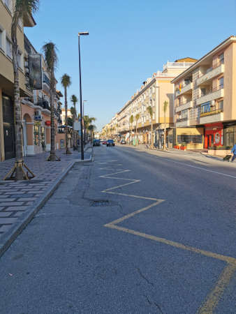 La Cala del Moral, Spain - APRIL 17, 2021: View of streets of La Cala del Moral