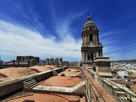 View from the roof of the old cathedral and Tower bell in Malaga.の写真素材