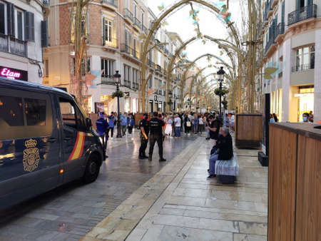 Malaga, Spain - OCTOBER 23, 2021: Protest on Street "Marques de Larios", against the use of the Covid-19 vaccineのeditorial素材