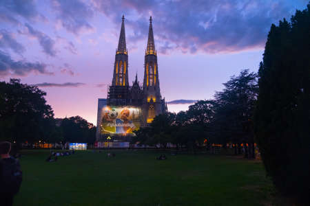 VIENNA, AUSTRIA - JULY 09, 2021:The Votive Church (Votivkirche) located on the Ringstrasse in Vienna, Austriaのeditorial素材