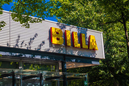 VIENNA, AUSTRIA - JULY 09, 2021: View of the Billa Market Facade.のeditorial素材