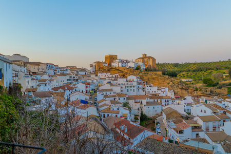Setenil de las Bodegas, picturesque Spanish town built into rock cliffs.の写真素材