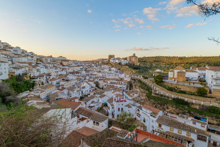 Setenil de las Bodegas, picturesque Spanish town built into rock cliffs.の写真素材