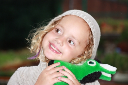 child with teddyの写真素材