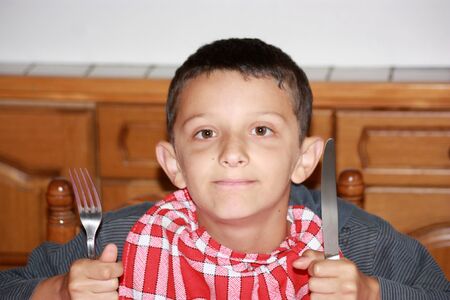child waiting to eatの写真素材
