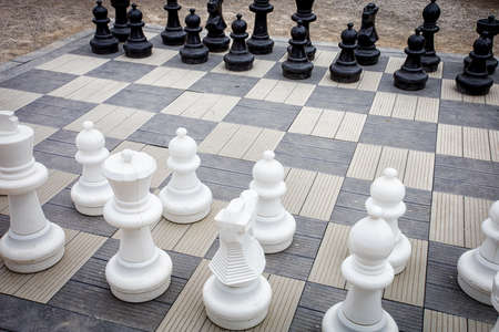big chess set on the groundの写真素材