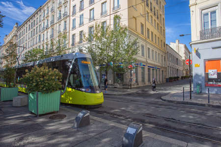 tram in the city center of saint etienneのeditorial素材