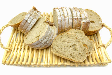 sliced country bread isolated on a white background