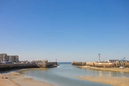 Port of the city of TrÃ©port in summerのeditorial素材