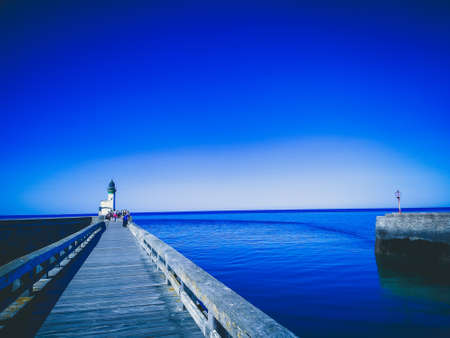 pontoon of the port of the city of TrÃ©port in Normandy (France)の写真素材