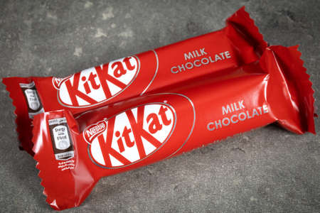 KitKat brand chocolate bars isolated