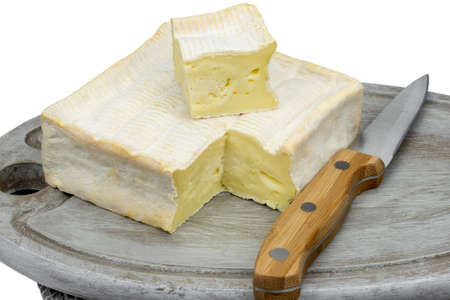 Pont-l'Eveque, french cheese, isolated on a white background