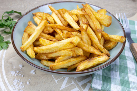 French fries in a round dish