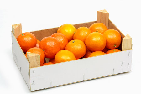 isolated clementine tray on a white backgroundの写真素材